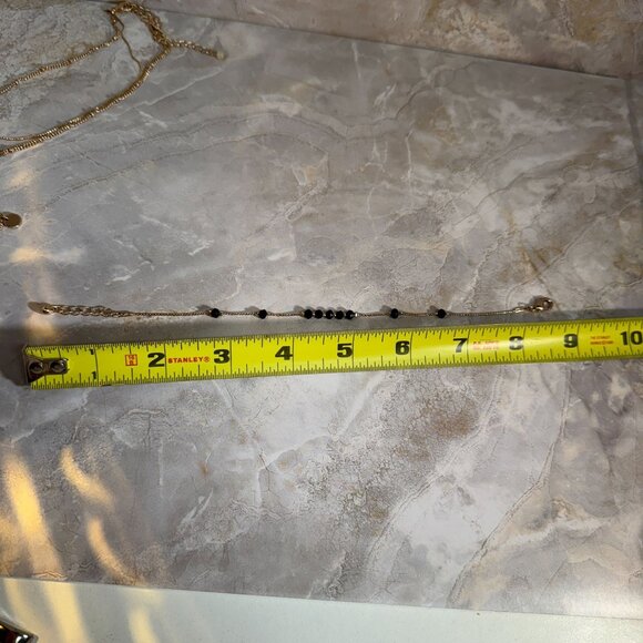 Layered Gold & Black Beaded Necklace Set With matching Bracelet Signed NRQ - Picture 8 of 8